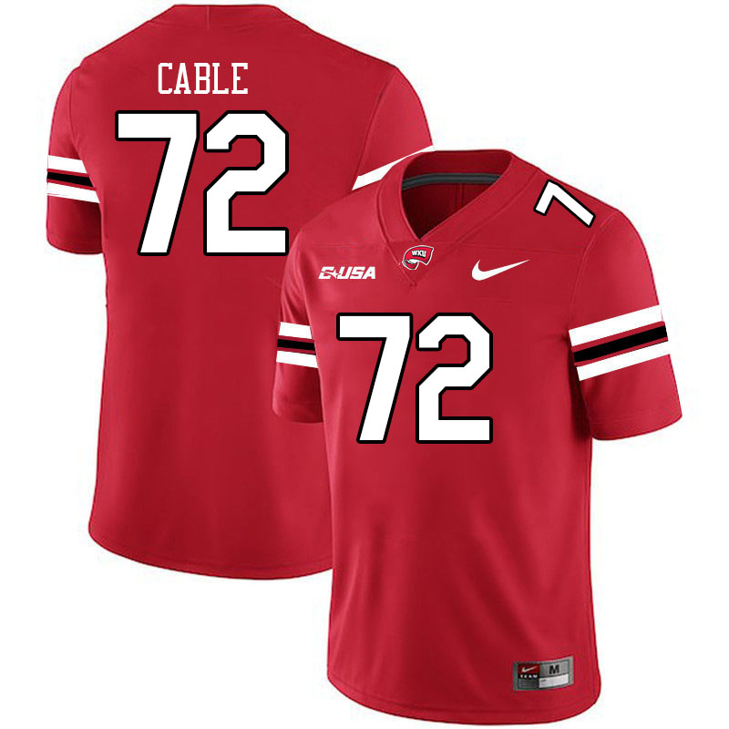 Western Kentucky Hilltoppers #72 Colten Cable College Football Jerseys Stitched Sale-Red